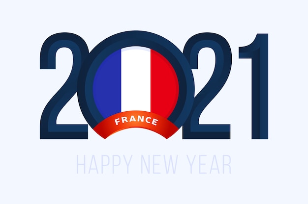 Year with France Flag isolated on white