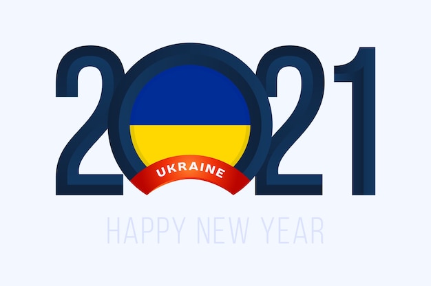 Year with Ukraine Flag isolated on white