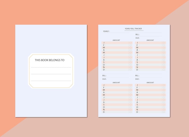 Yearly bill tracker kdp template