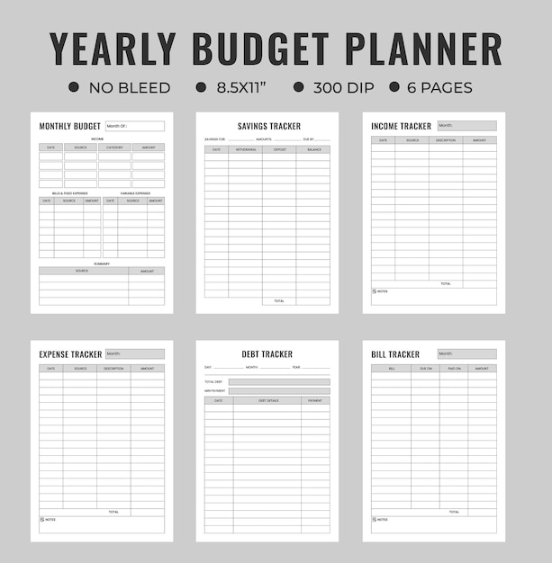 Vector yearly budget graph planner or notebook log