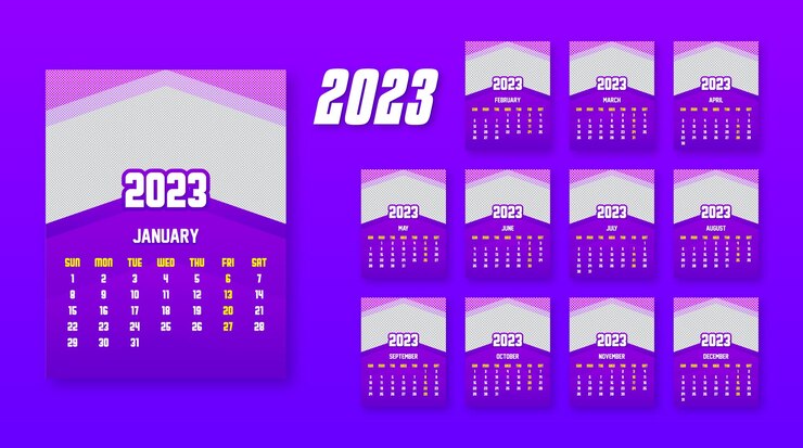 Premium Vector | Yearly calendar 2023 print ready eps vector template