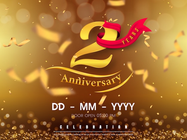 Vector years anniversary logo template on gold background.