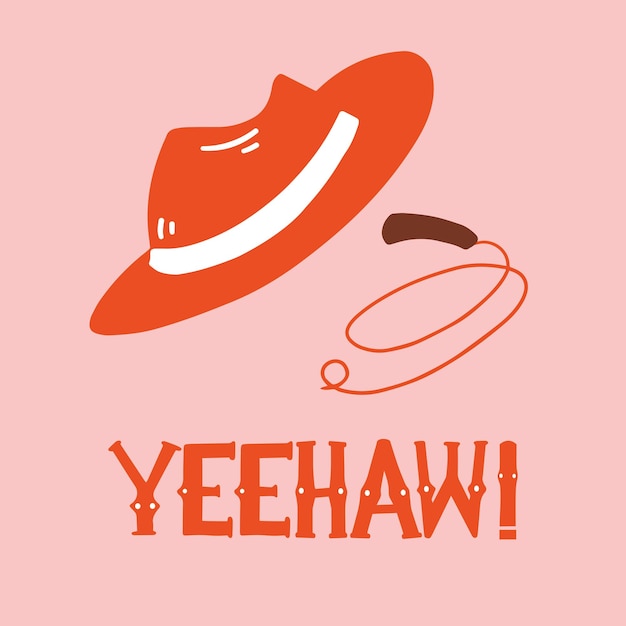 Yeehaw vector lettering cowboy quote retro lettering