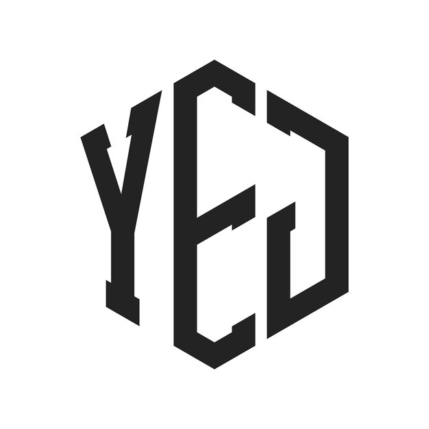 YEJ ロゴデザイン イニシャルレター YEJ モノグラム ロゴは六角形を使用しています