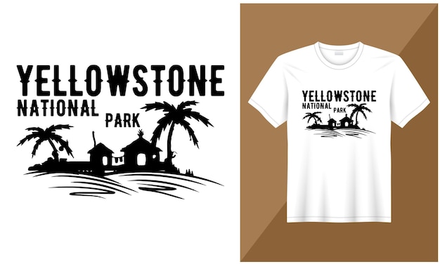 Yellostone national park t shirt illustration village vector design