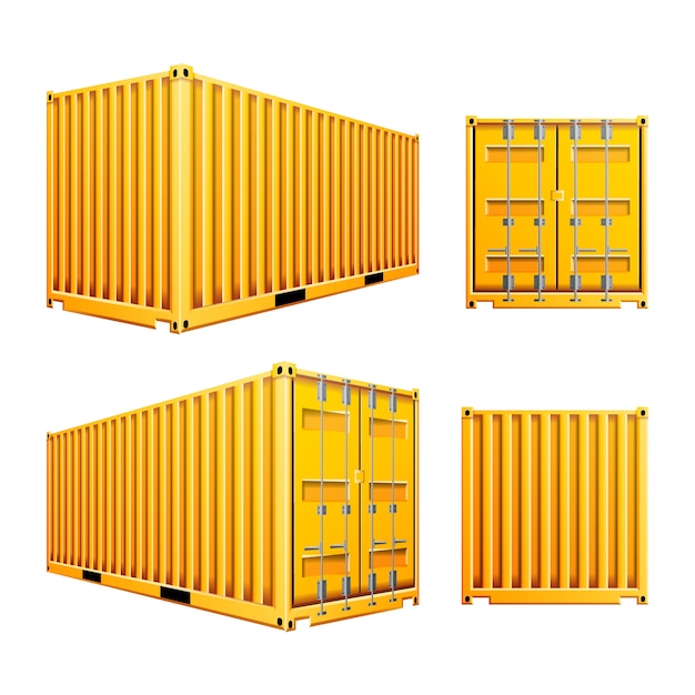 Вектор Желтый 3d грузовой контейнер