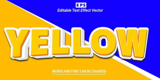 Yellow 3d Editable Text Effect Vector With Background