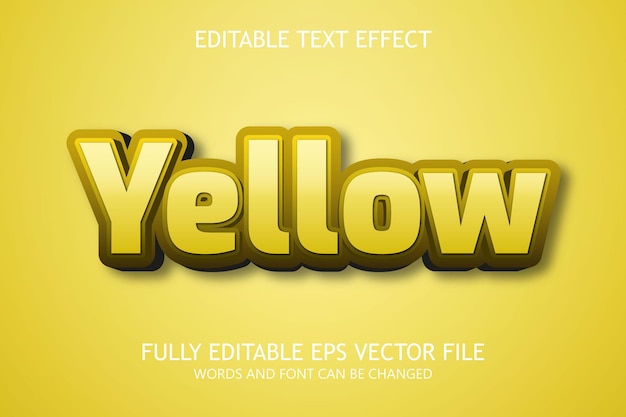 Yellow 3d editable text style effect