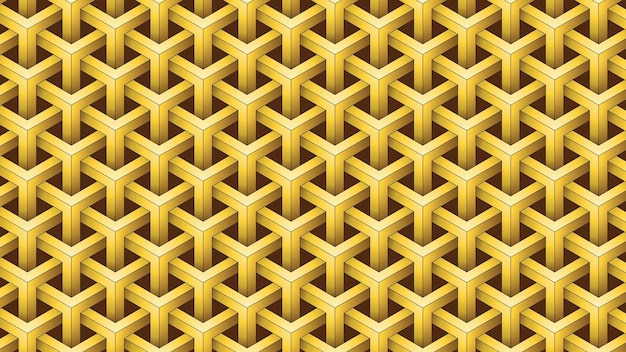 Vettore sfondo 3d a pattern giallo sfondo esagonale 3d a pattern giallo e marrone sfondo oro