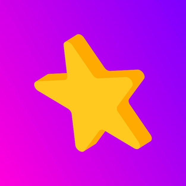 Желтый 3d star изолированный графический элемент для пользовательского интерфейса в социальных сетях