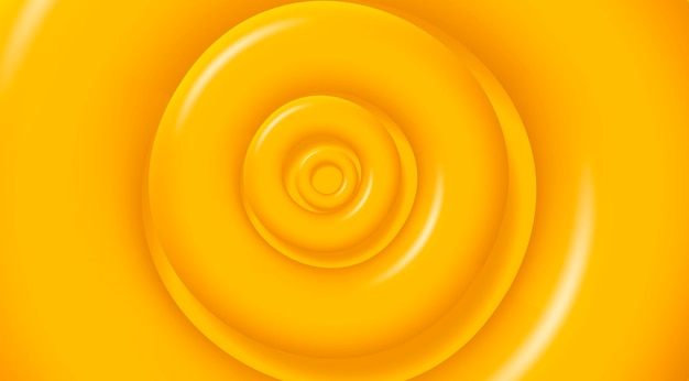 Yellow abstract 3d background with round disk shapes spinning from center