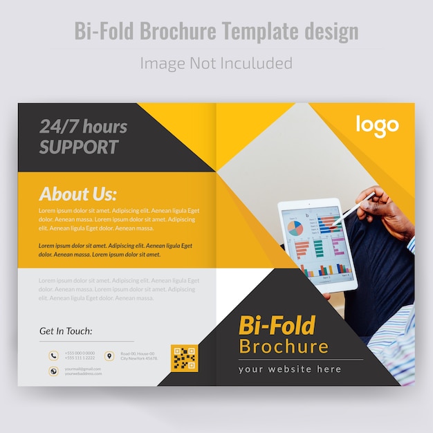 yellow abstract bi fold brochure template