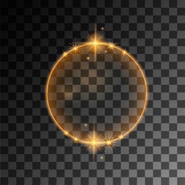 Vector yellow abstract glowing ring effect with sparks flat vector illustration on transparent background.