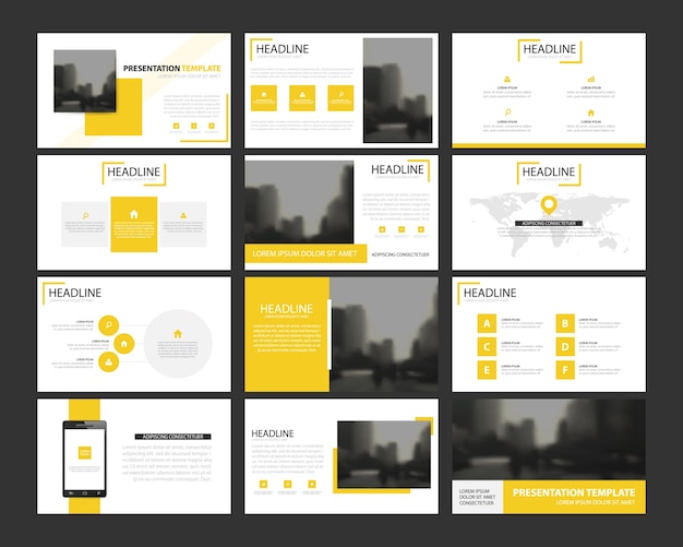 Vector yellow abstract presentation templates infographic