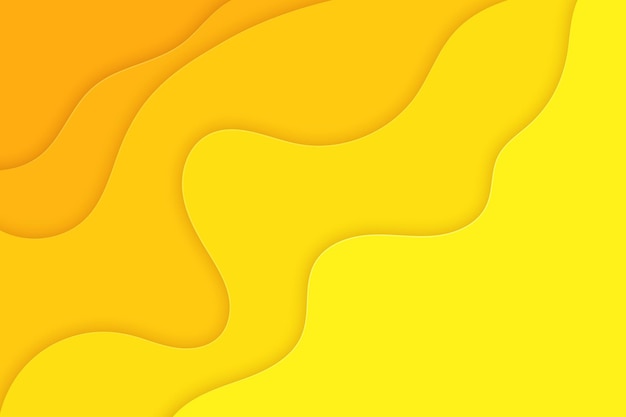 Vector yellow abstract wavy paper cut style background presentation template