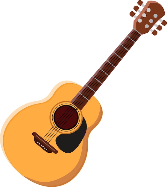 Vector yellow acoustic guitar vector illustration