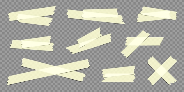 Yellow adhesive, sticky tape strips for text on gray background.