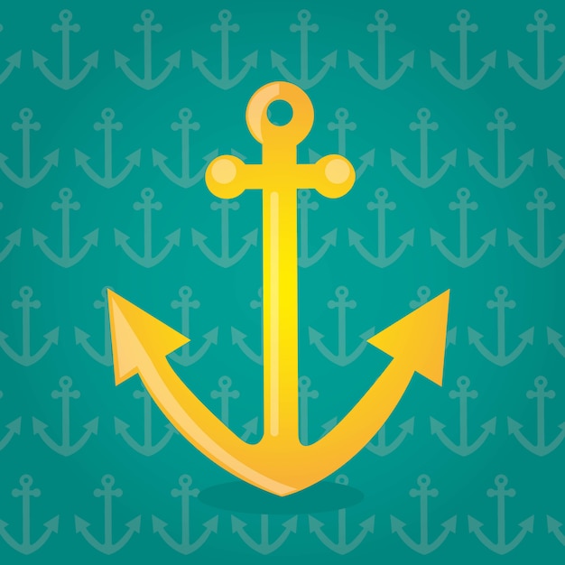 Vector yellow anchor over green background vector illlustration