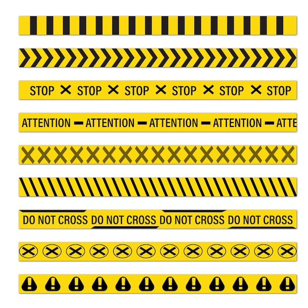 ベクトル 黄色と黒の警告線注意と危険テープ停止