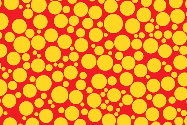 ベクトル 黄色と赤のランダムな水玉円の背景