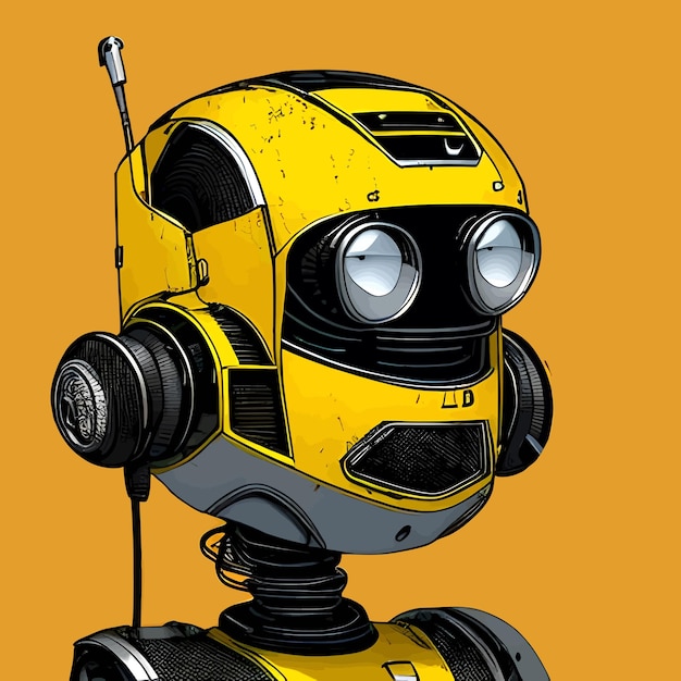 Vettore ritratto di un robot giallo