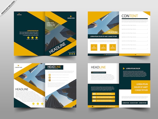 Yellow annual report brochure design template