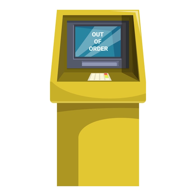 노란색 ATM 기계가 화면에 불편한 메시지를 표시합니다.
