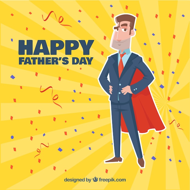 Vector yellow background of super dad with cape