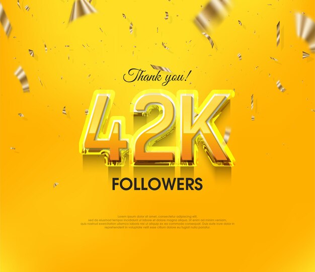 Yellow background thank you 42k followers elegant luxury premium design