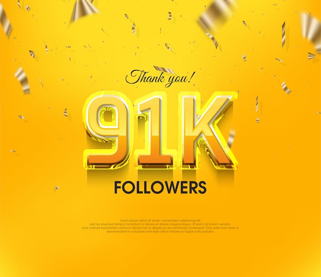 Yellow background thank you 91k followers elegant luxury premium design