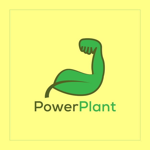 Vector a yellow background with a green monster with the words power plant on it