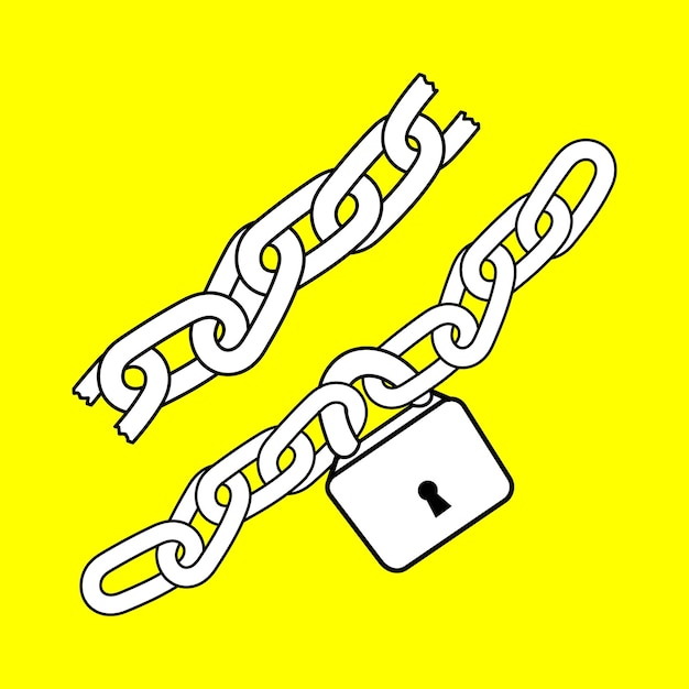 A yellow background with a lock and a white lock on it.