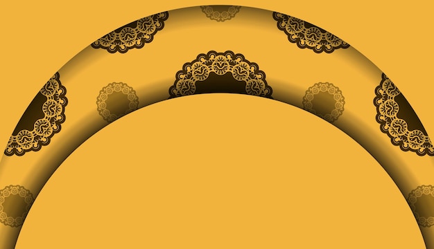ヴィンテージの茶色の装飾品とロゴスペースと黄色の背景