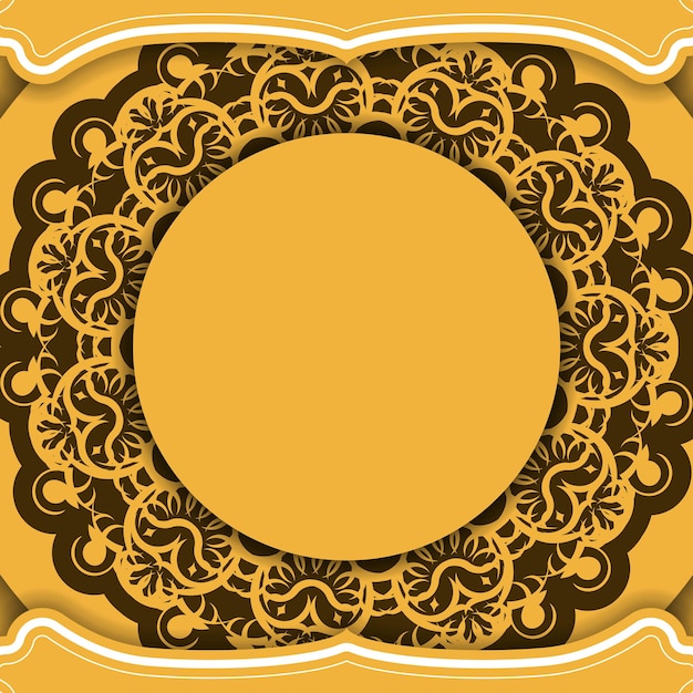 Желтый фон с винтажным коричневым узором для дизайна логотипа