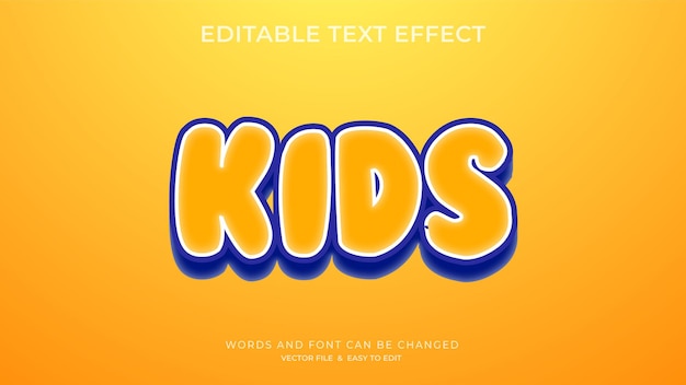 Vettore uno sfondo giallo con la parola bambini come effetto del testo