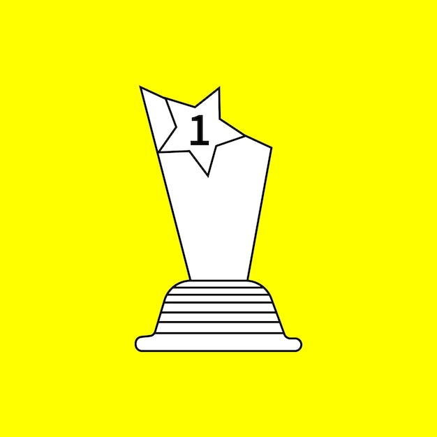 A yellow background with a yellow trophy with a white star and the number 1 on it.