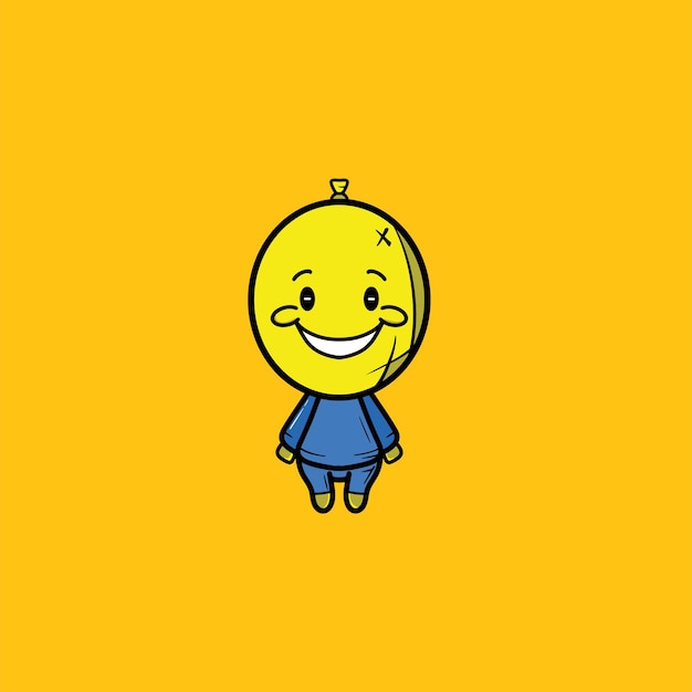 Yellow balloon character with happy face emotion