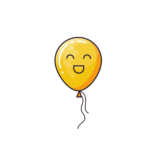 Yellow balloon isolated on white background smiley face icon funny party character