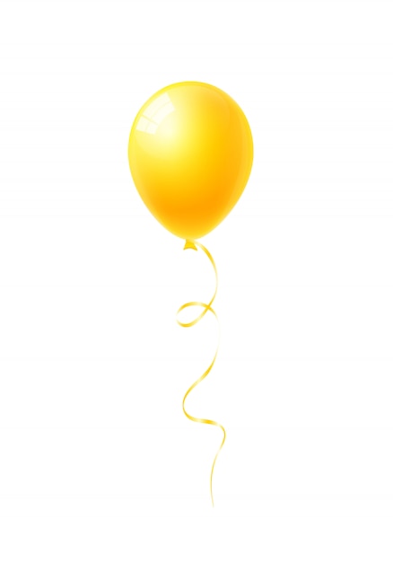 Yellow balloon isolated on white background