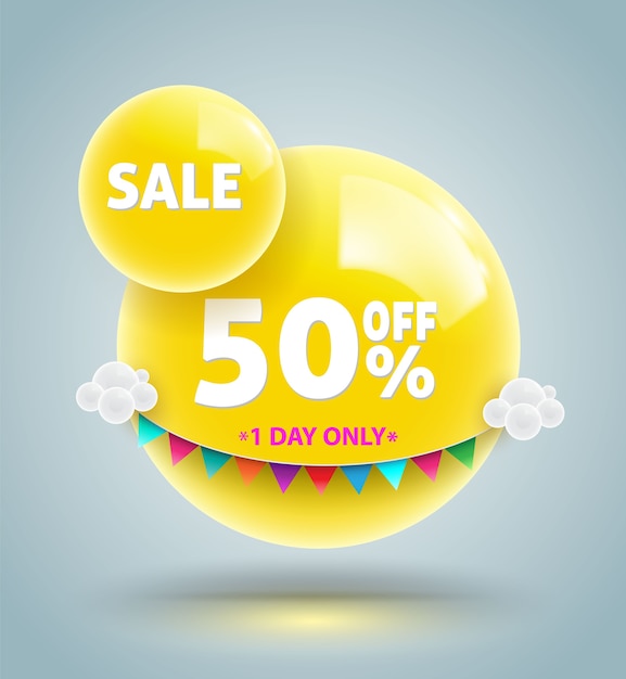 Yellow balls sale banner for promotion