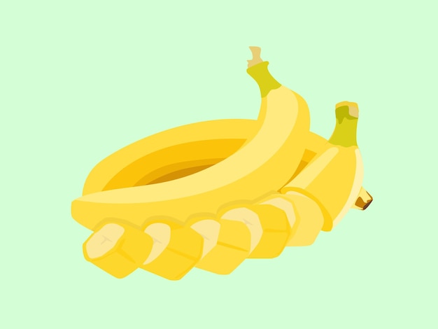 Vector yellow banana fruit cuting vector