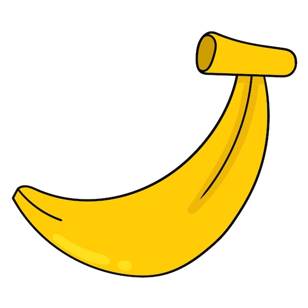 Желтый банан, богатый витамином с. рисунок значок каракули