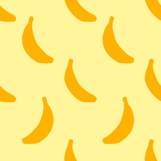 Yellow Bananas Seamless Pattern, in Flat Design Style. Hand Drawn Cartoon Banana Fruits