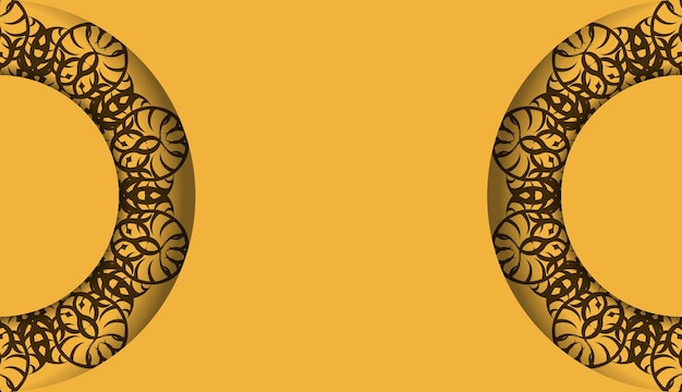 Yellow banner with Indian brown pattern and place for your logo
