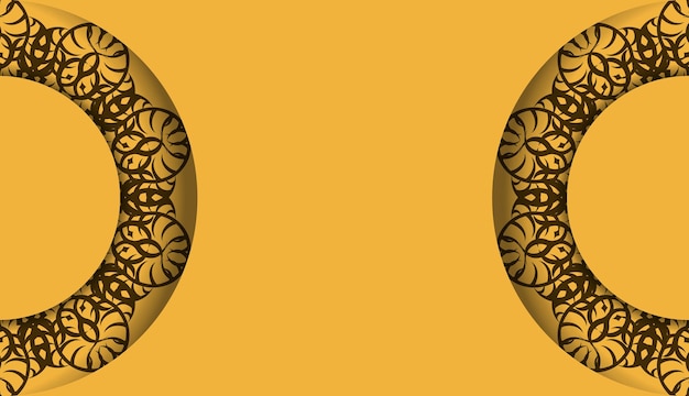 Yellow banner with indian brown pattern and place for your logo