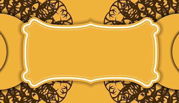 Желтый баннер с роскошным коричневым орнаментом и местом для текста