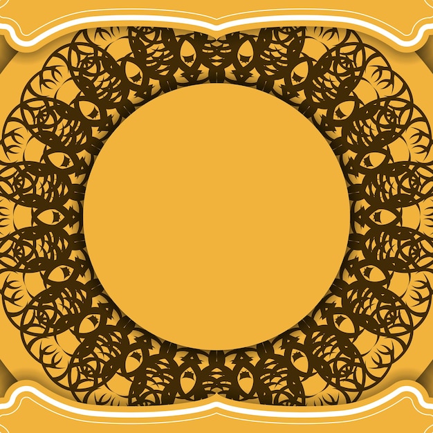 Желтый баннер с роскошным коричневым узором для дизайна под ваш текст