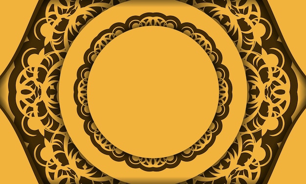 Yellow banner with a luxurious brown pattern and place under your text