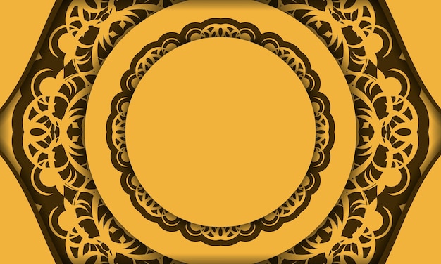 Yellow banner with a luxurious brown pattern and place under your text