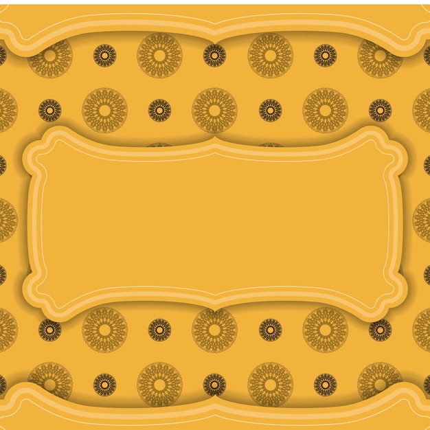Vector yellow banner with vintage brown pattern for design under your text